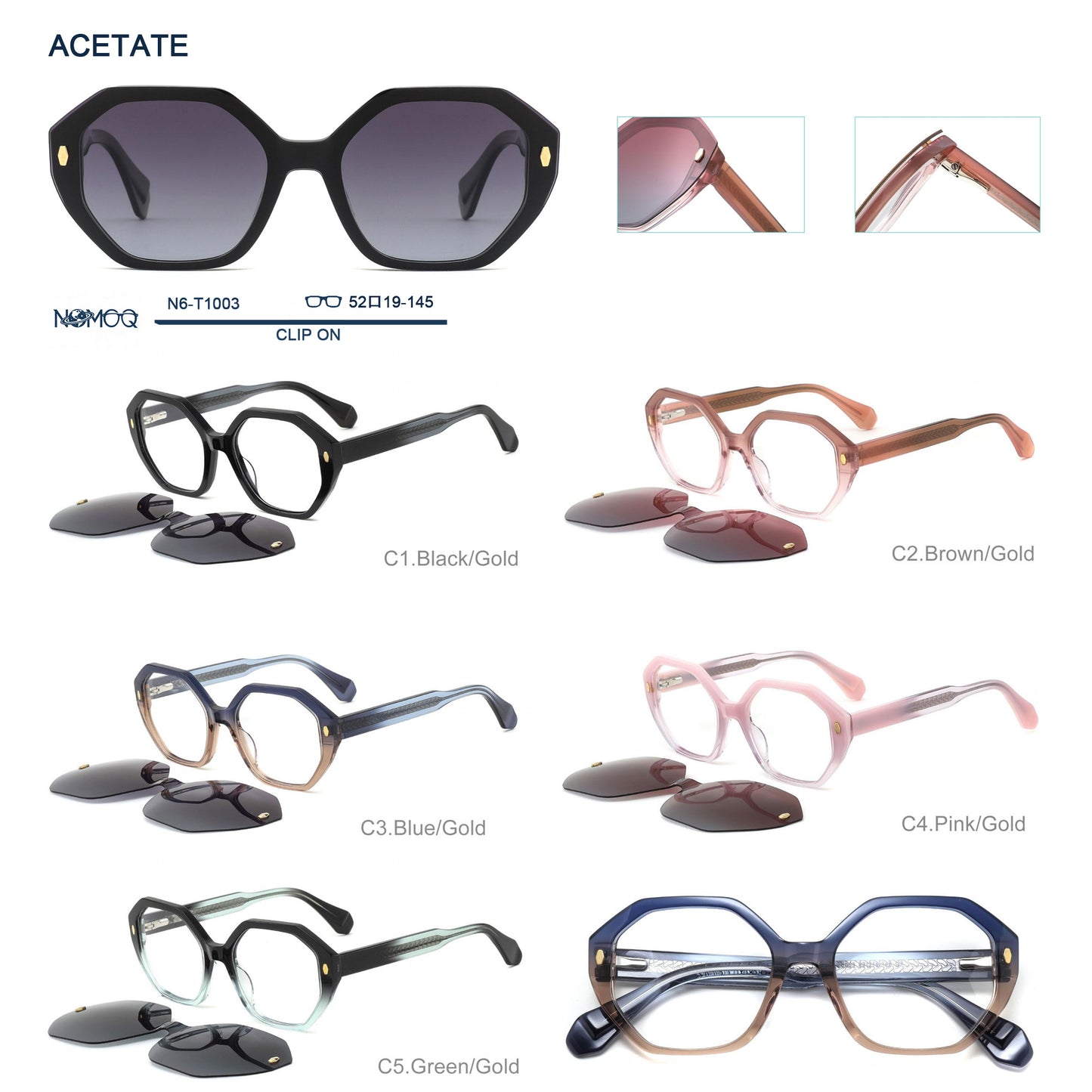 Acetate Clip On Frame N6-T1003