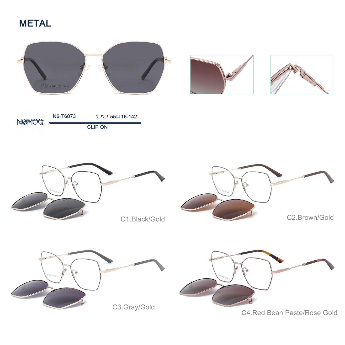 Metal Clip On Sunglasses N6-T6073