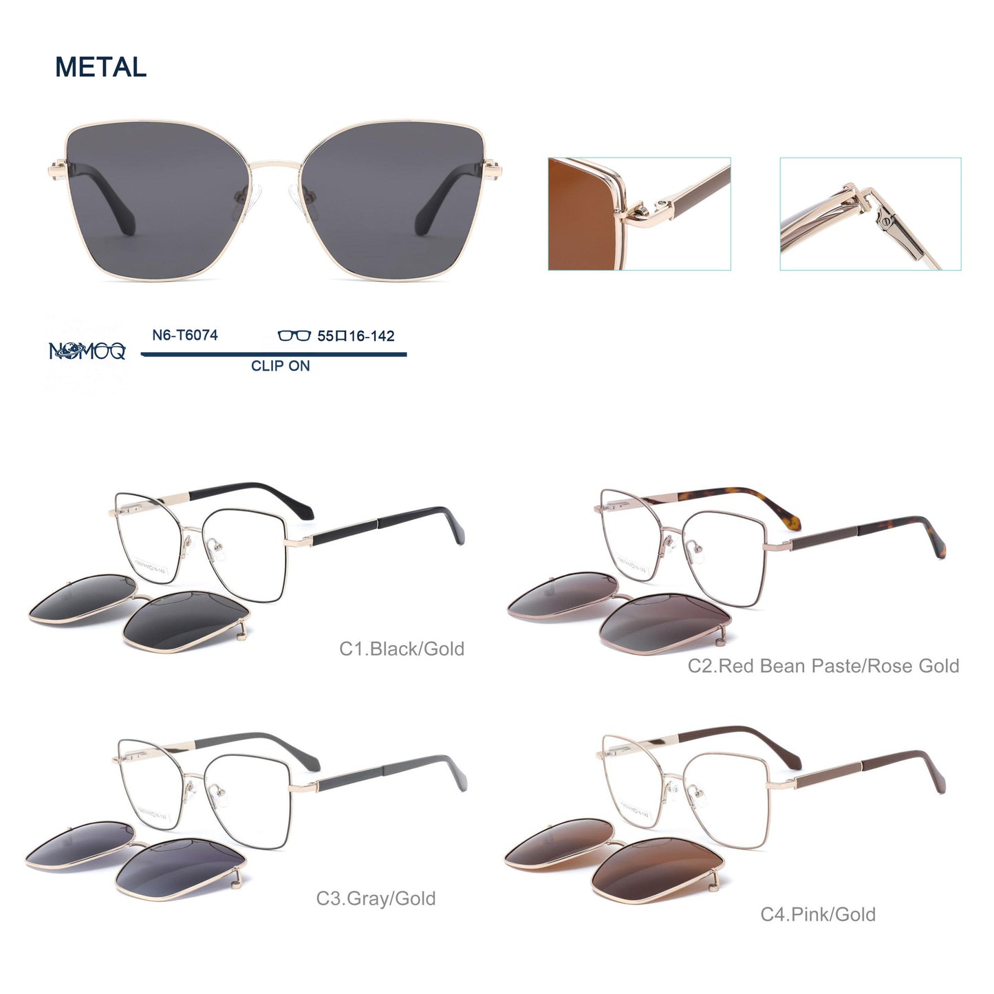 Metal Clip On Sunglasses N6-T6074