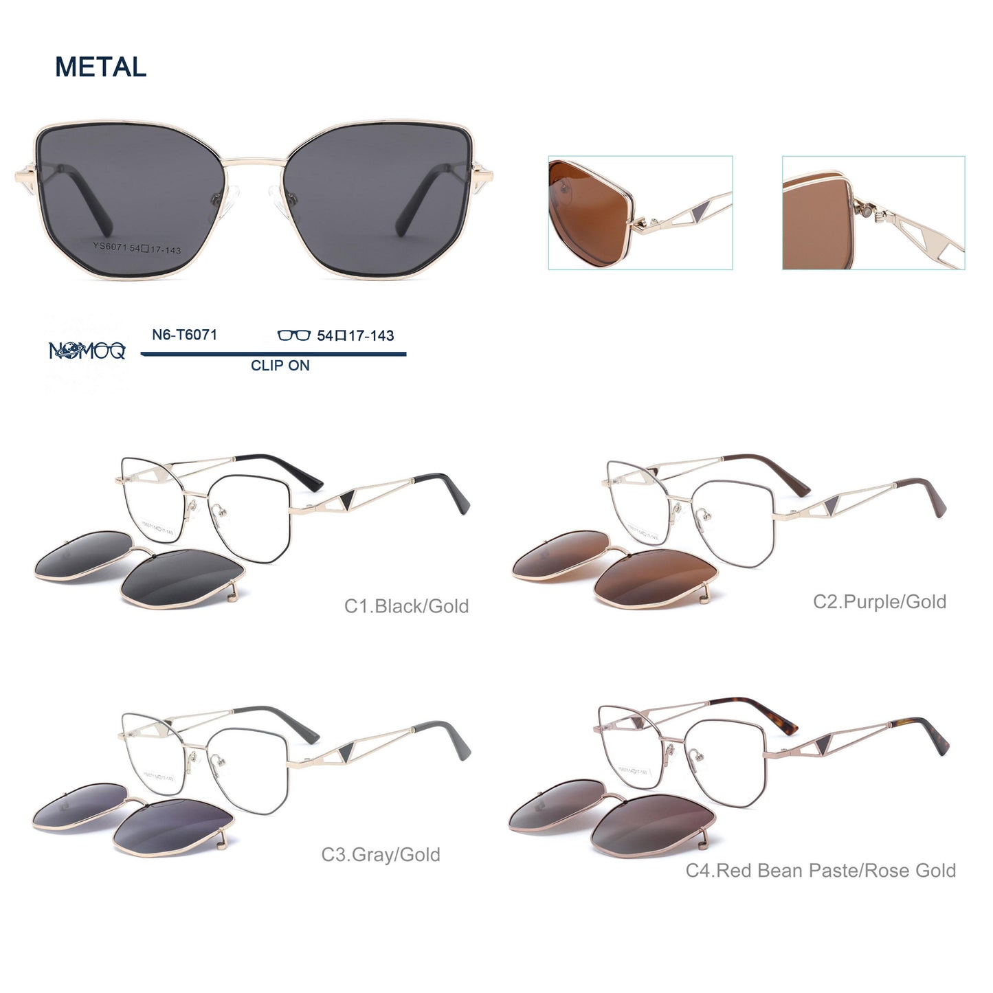 Metal Clip On Sunglasses N6-T6071