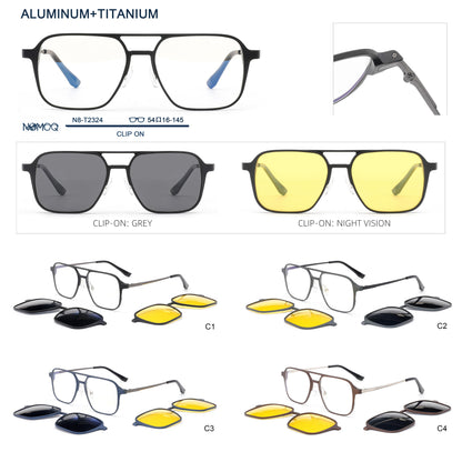 Aluminum+Titanium Clip On Sunglasses N8-T2324