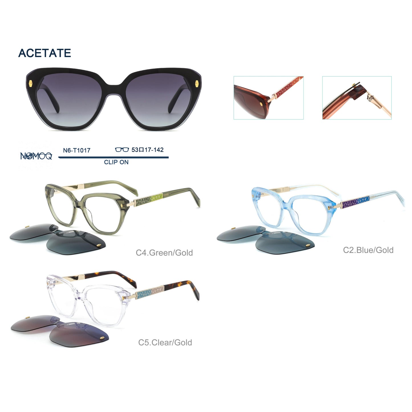 Acetate Clip On Frame N6-T1017