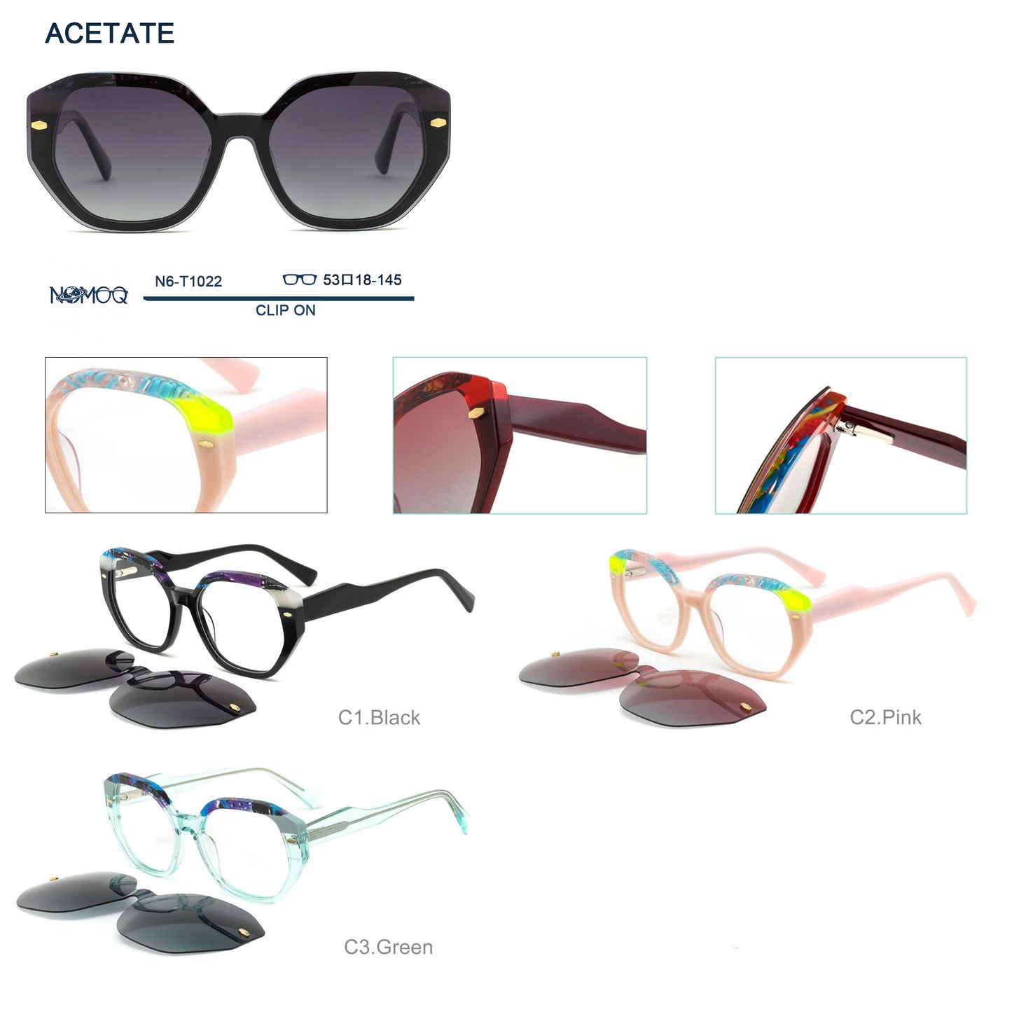 Acetate Clip On Frame N6-T1022